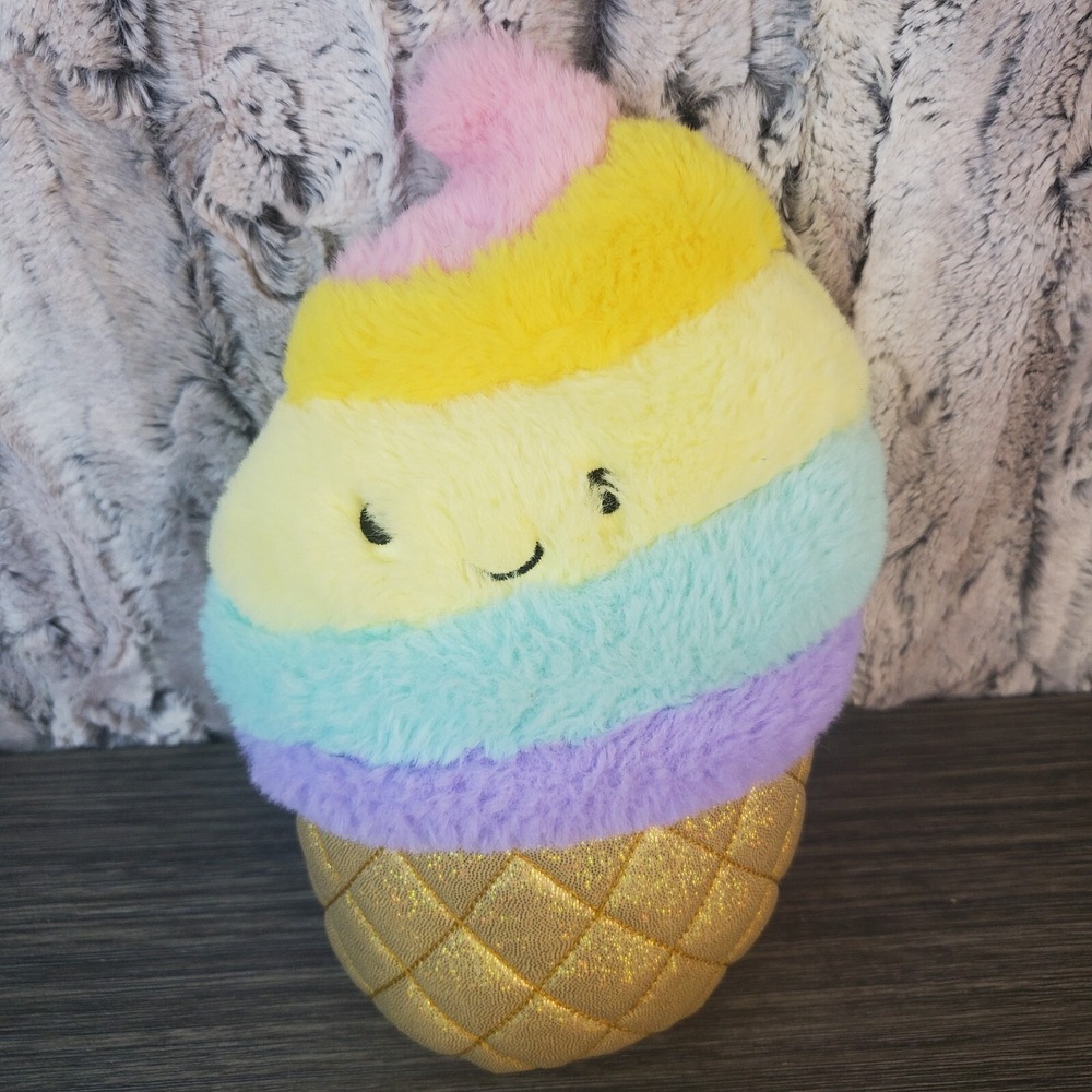 Tasties FAO Schwarz Dessert Pastel Rainbow‎ Swirl Ice Cream Cone Food Plush